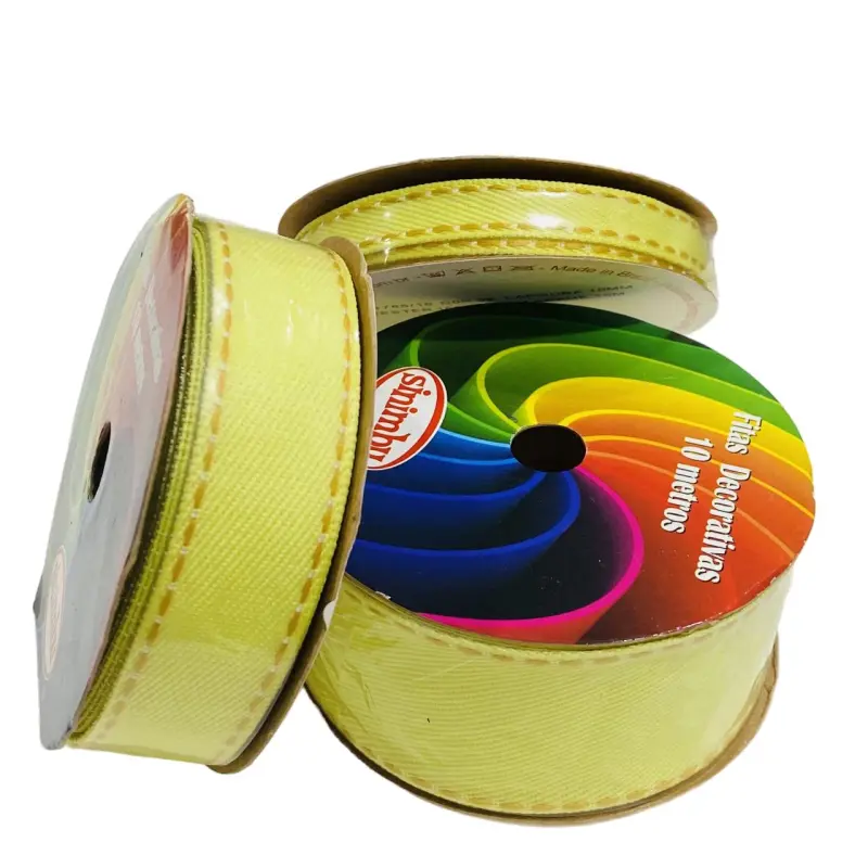 Fita Jeans Pesponto Marron 10m - Amarelo Bebê 288