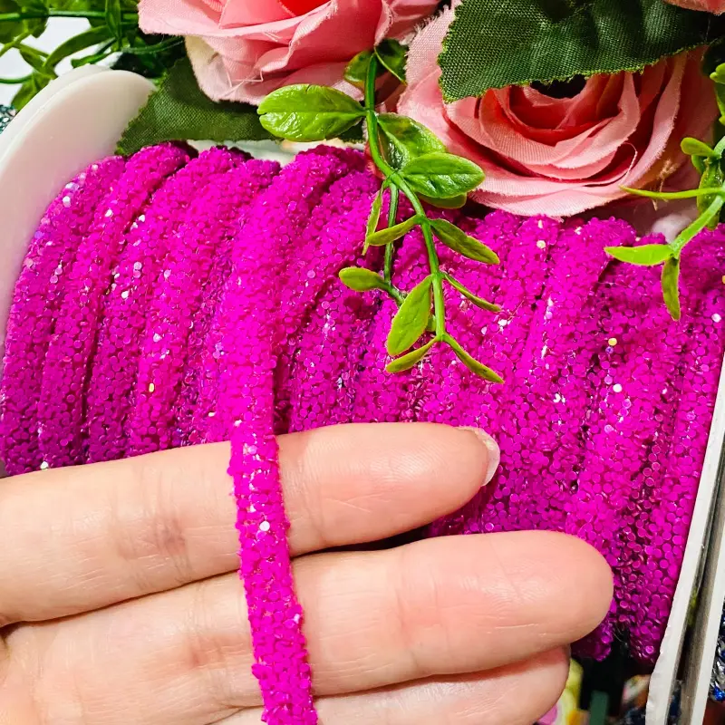 Tubo de Gliter/Paetê de 6mm com 1 metro Cor - ROSA PINK