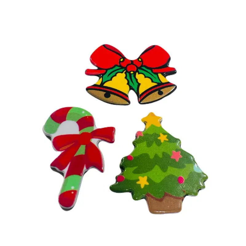 Aplique em ACRÍLICO NATAL BENGALA E LAÇO Altura de 31 x 23mm (Vendido por Unidade) - Bengala Verde e Vermelho
