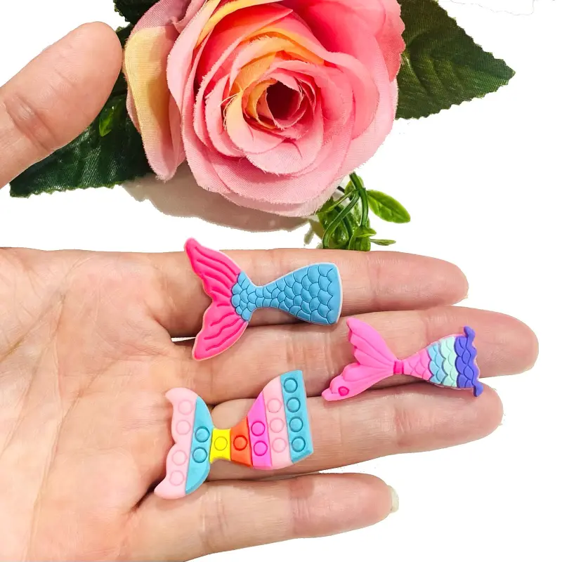 Aplique de Silicone Emborrachado Calda de Sereia - Calda Pop Rosa e Candy