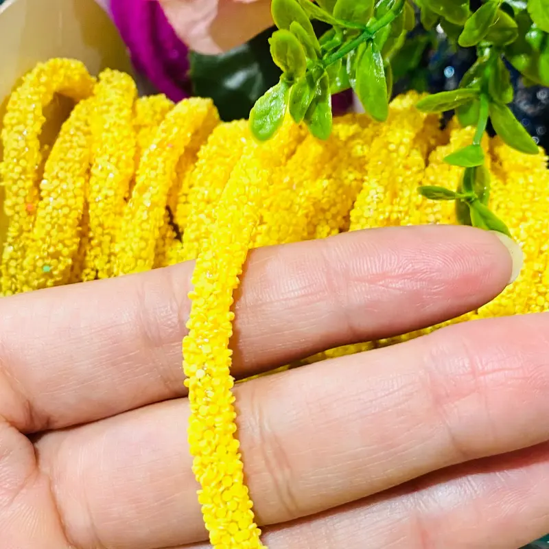 Tubo de Gliter/Paetê de 6mm com 1 metro Cor - AMARELO