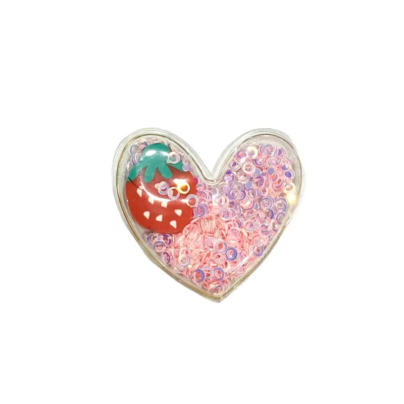 Aplique em plástico transparente coração lantejoulas glitter 4,5cm X 5cm