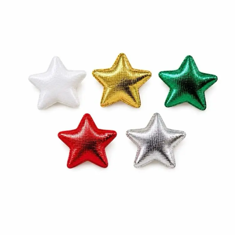 Estrelas Metalizadada de 2,5cm 5 Unidades Branco Vermelho Dourado Prata e Verde - Vermelho Dourado Branco Prata Verde