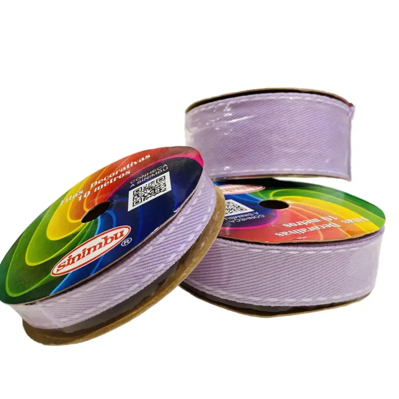 Fita Jeans Pesponto Branco 10m - Lilás Lavanda 192