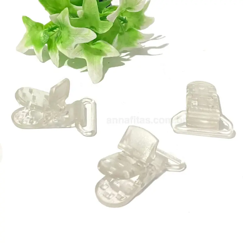 Clipes Jacaré para Prendedor de Chupeta de 1,5x3,8 cm TRANSPARENTE