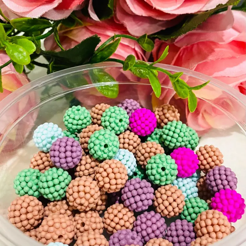Pérolas Craquelada de 10mm em ABS Pacote com 50g mais o menos 120 bolinhas Cor - Cores Mistas 200