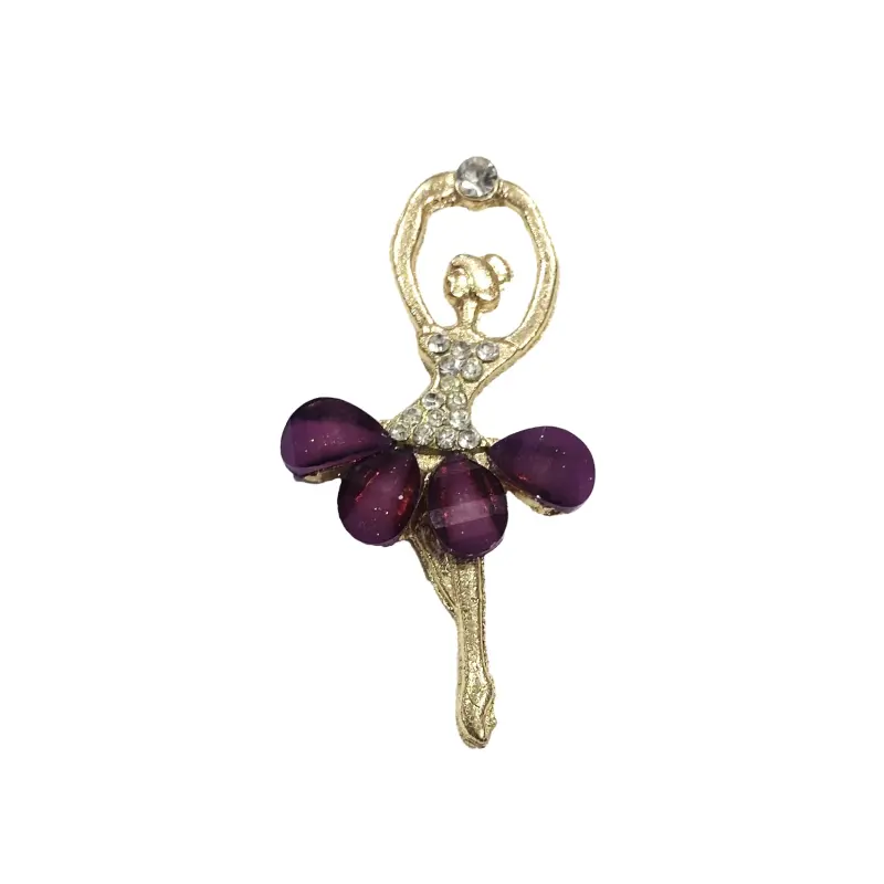Bailarina de Metal com Strass 5,5cm X 3cm Roxa