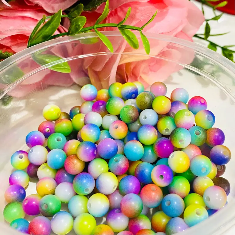 Bolas Leitosas Furo Passante para Pulseiras ou Colares