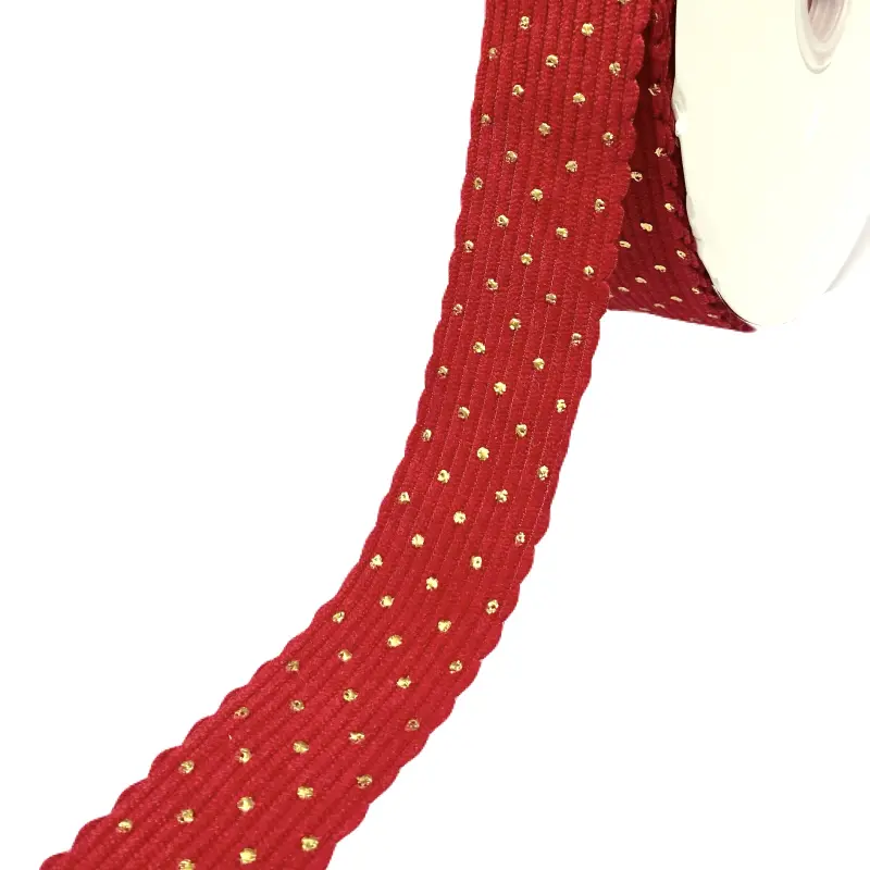 Fita Veludo Cotelê com Strass Lan Ruo Xuan Vermelho