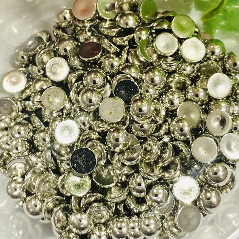 Meia Pérola em abs Prata Cromo de 8mm com 50g