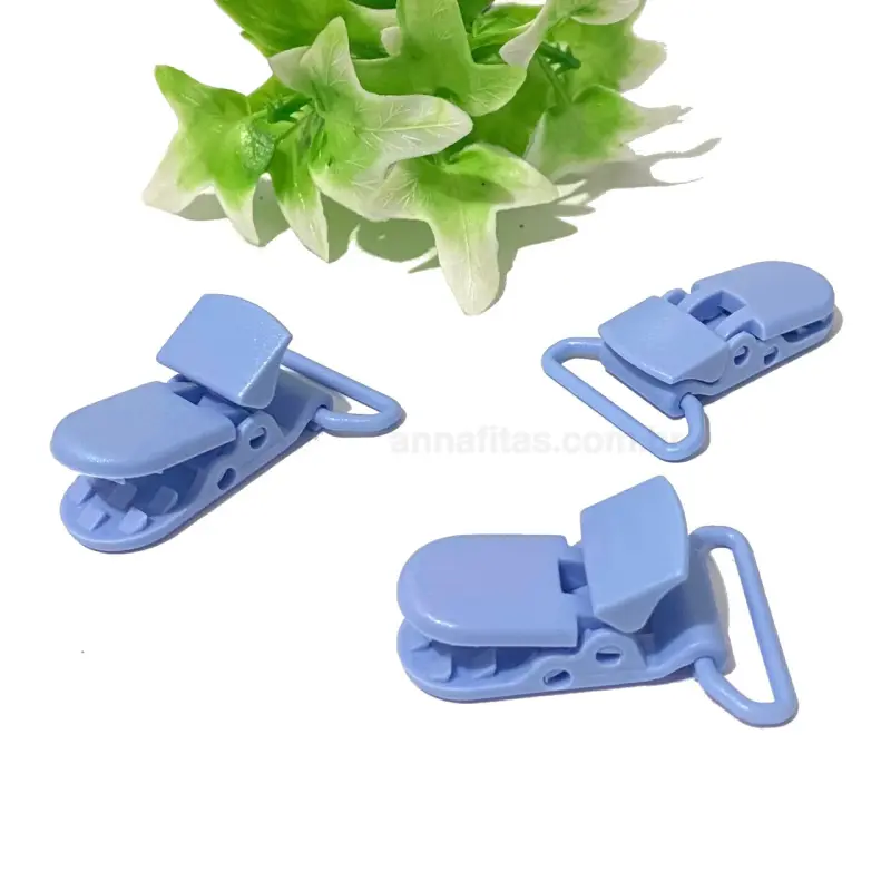 Clipes Jacaré para Prendedor de Chupeta de 1,5x3,8 cm AZUL CLARO