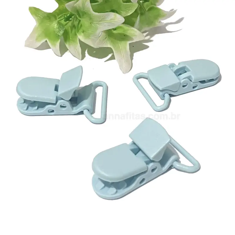 Clipes Jacaré para Prendedor de Chupeta de 1,5x3,8 cm AZUL BEBÊ