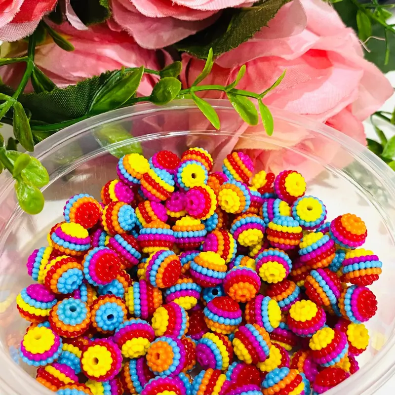 Pérolas Craquelada de 10mm em ABS Pacote com 50g mais o menos 120 bolinhas Cor - Colorido 103 