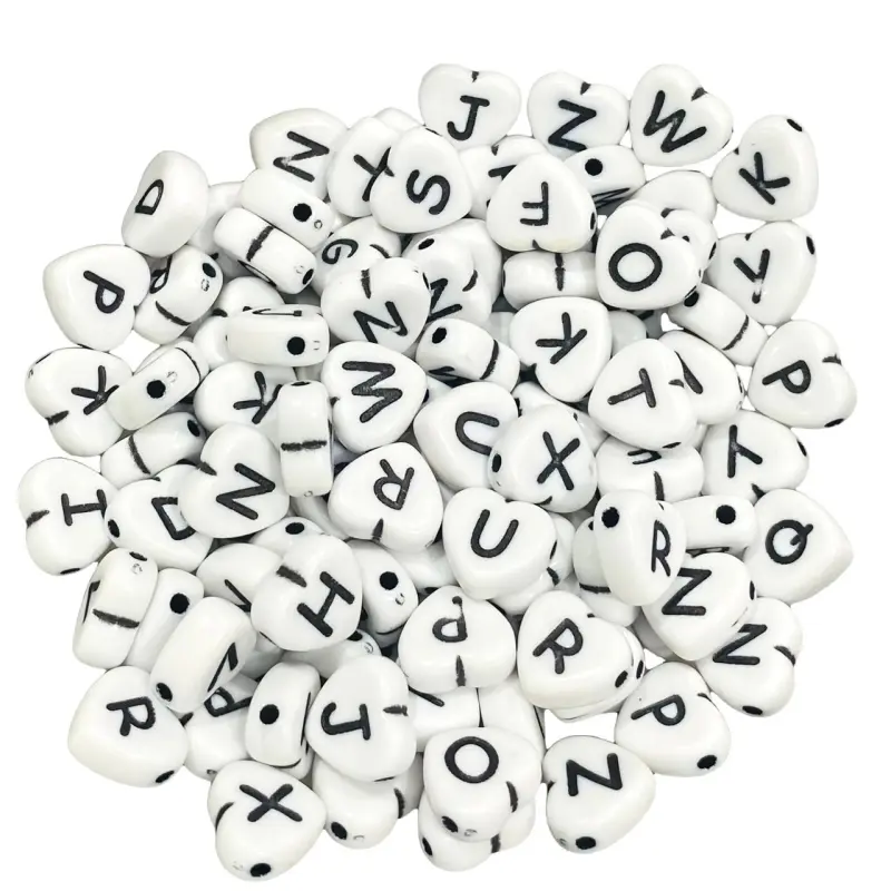 Entremeio Coração BRANCO COM LETRAS PRETA de 5x11mm com 50g
