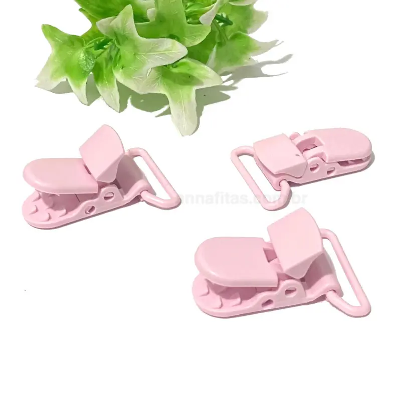 Clipes Jacaré para Prendedor de Chupeta de 1,5x3,8 cm ROSA BEBÊ