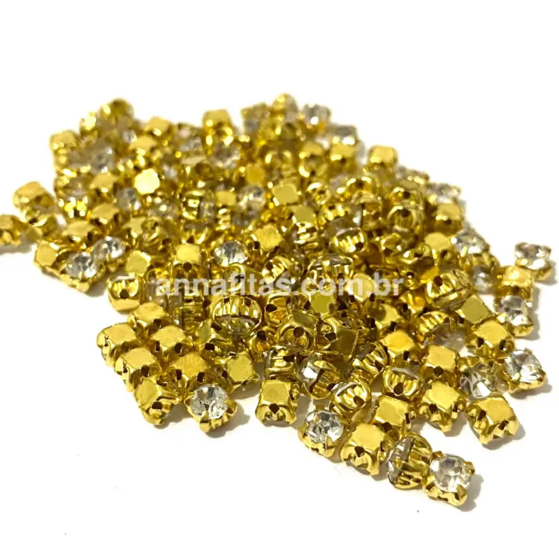 Strass de Costura, SS18 4 Garras 4,20mm Dourado Cristal, na faixa de 175 unds 11gramas