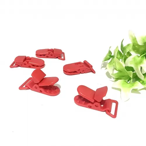 Clipes Jacaré para Prendedor de Chupeta de 1,5x3,8 cm VERMELHO