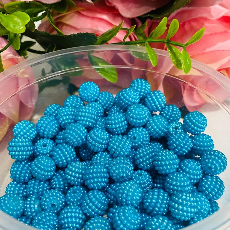 Pérolas Craquelada de 10mm em ABS Pacote com 50g mais o menos 120 bolinhas Cor - Azul Neturno