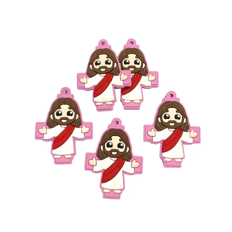 Aplique Emborrachado Religioso Cruz Rosa jesus Faixa Vermelha 3,5cm X 5cm