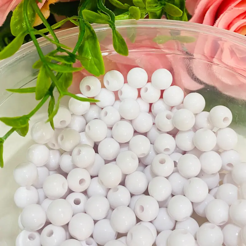 Bolas Leitosas Furo Passante para Pulseiras ou Colares