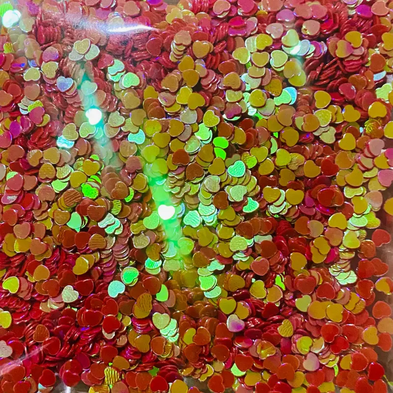 Apliques Confetes Paetê coração de 3mm com 15 gramas Cor VERMELHO