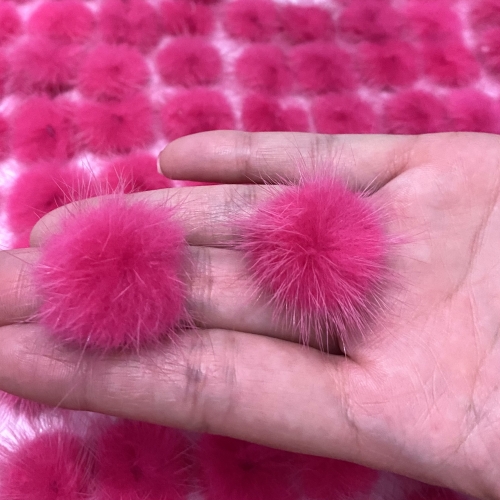 Meio Pompom de Pelúcia de 2,5cm 2 unidades cor ROSA Ref- P25RS