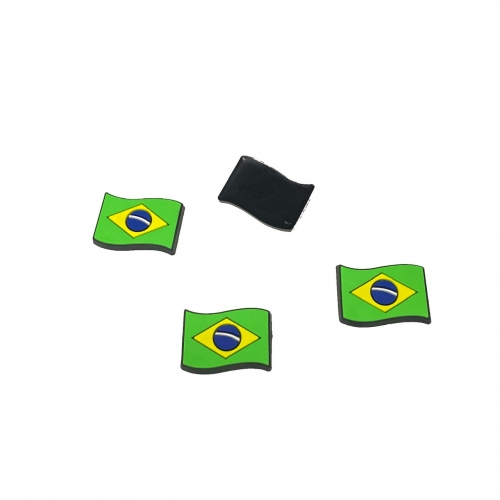 Aplique de Silicone Bandeira do Brasil Fundo Preto de 2,1x3,0cm por unidade Ref- AF4196