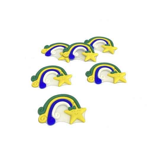 Aplique em Silicone ARCO-ÍRIS DO BRASIL Por Unidade 4,0x2,9cm Ref- AF0027