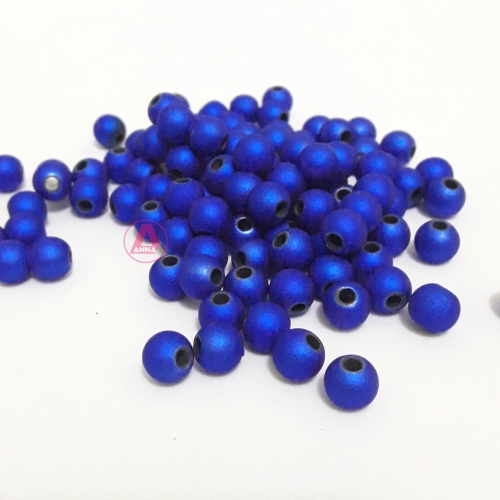Bolas Fosca Emborrachadas de 8mm,  pacote com 50 gramas, Cor: Azul Royal Brilhoso  Ref: A02