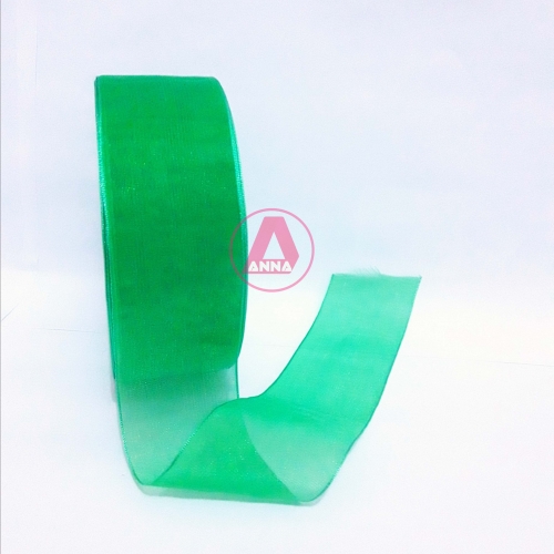 Fita de Organza Sanding 38mm com 10 metros  Cor-19 Verde Folha