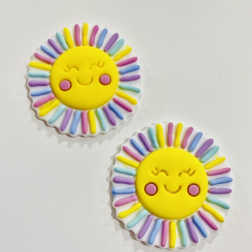 Aplique em Silicone SOL  AMARELO de 4 x4cm 1 unidade Ref - AF0105