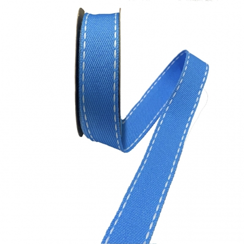 Fita Jeans Pesponto BRANCO Sinimbu de 22mm Com 10 Metros Ref:1862-22 Cor- 15 BRILLANT BLUE