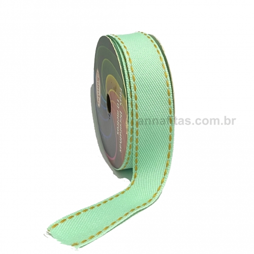 Fita Jeans Pespontada Sinimbu de 22mm Com 10 Metros Ref:1785-22 Cor- 06 Jeans VERDE CLARO