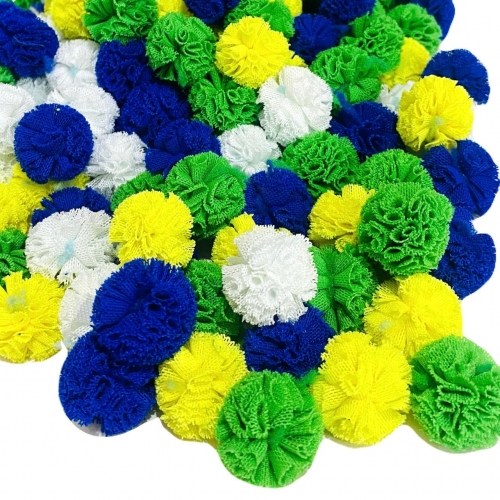 Pompom de poliéster 2,5 cm com 25 unidades cor Brasil Ref:POPL108