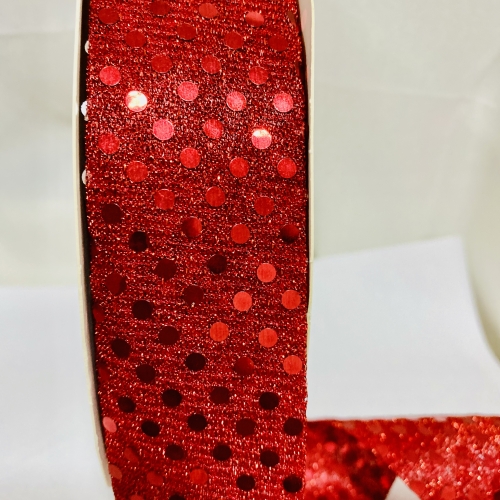 Fita Lurex de Paetê 38mm por Metros VERMELHO Ref 06