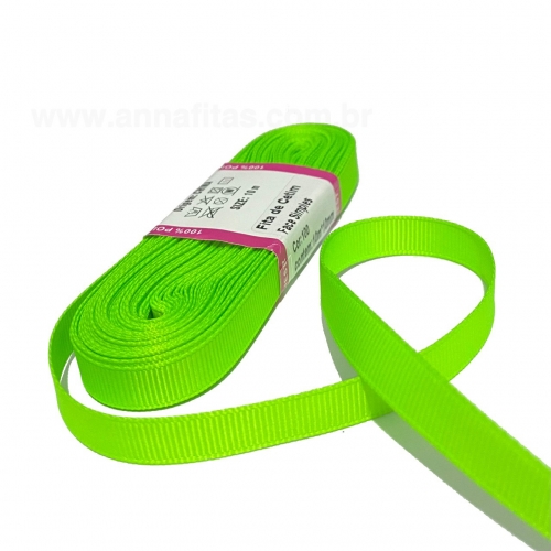 Fita de Gorgurão Sanding de 10mm com 10 Metros, Nº2 Cor -100 Verde Neon
