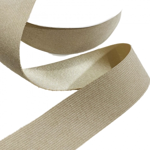 Fita de Veludo Cotelê com Cetim (Dupla face)  de 38mm (Venda Por Metros) cor champanhe  Ref - FTVC38RC