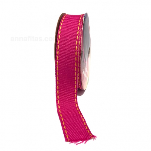 Fita Jeans Pespontada Sinimbu de 22mm Com 10 Metros Ref:1785-22 Cor- 10 Jeans ROSA PINK