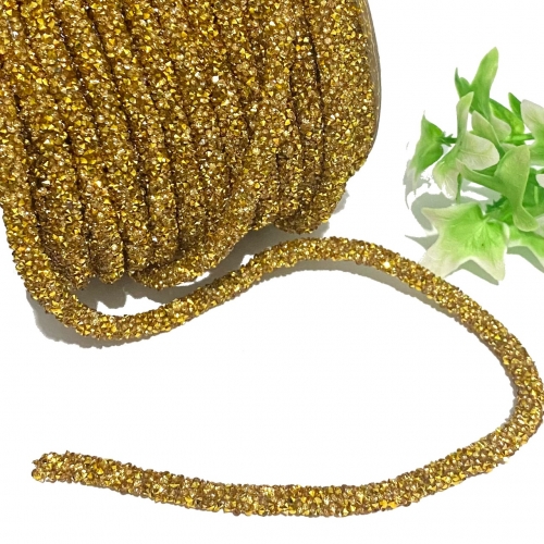 Tubo de Strass de 6mm com 1 metro Cor - DOURADO Ref - TBSDO2