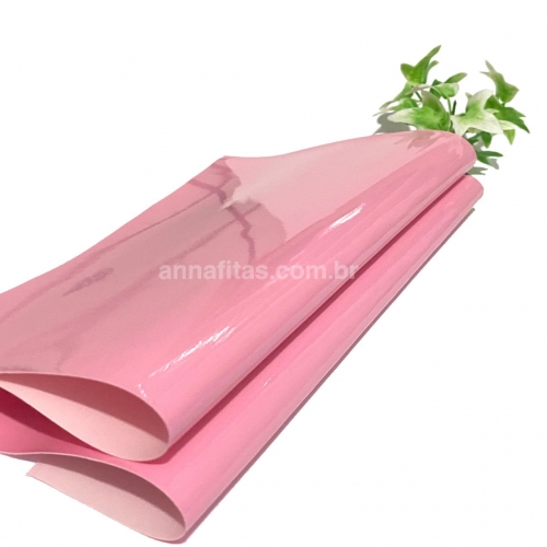 Lonita couro ecológico Verniz cor ROSA BEBÊ 24 por 40 cm Cor: 56