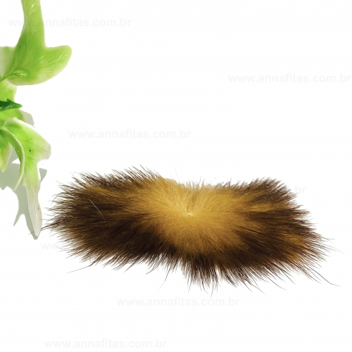 Pompom Bigode de Pelúcia de 3cm x 7cm 1 unidades cor MARROM ESCURO Ref- P3070ME