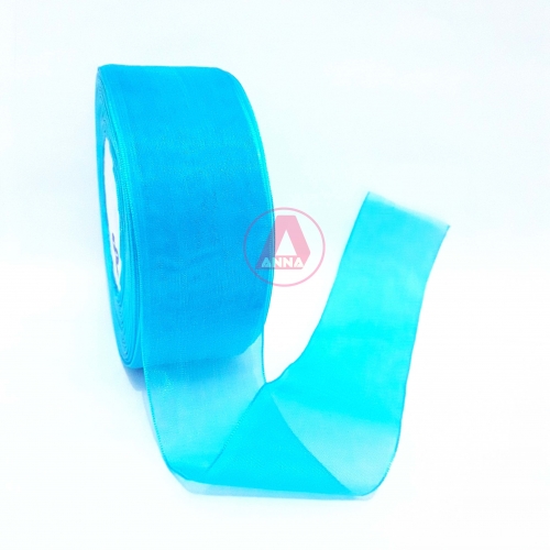 Fita de Organza Sanding 38mm com 10 metros  Cor-20 Azul Turquesa