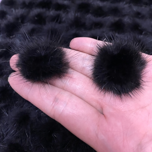 Meio Pompom de Pelúcia de 2,5cm 2 unidades cor PRETO Ref- P25PR