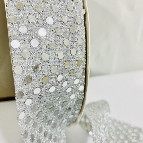 Fita Lurex Paetê  Prata 38mm por metro Ref- 05