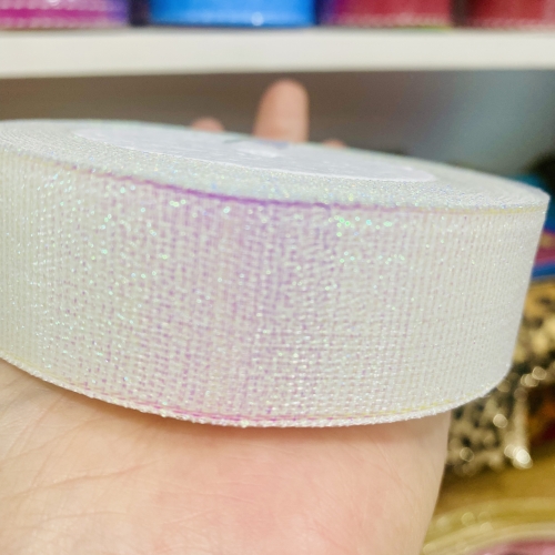 Fita Purpurina (lurex)branco furta cor de 25 mm com 25 jardas Ref-FTP2237B19