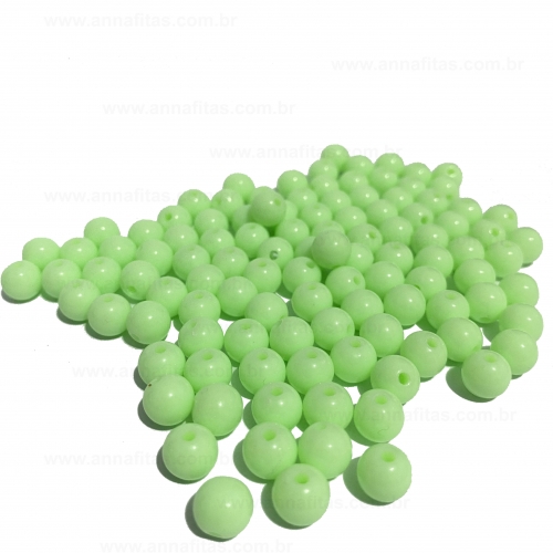 Bolas Leitosas Furo Passante de 8mm, pacote com 50 gramas, Cor- Verde água Ref- LEIT214