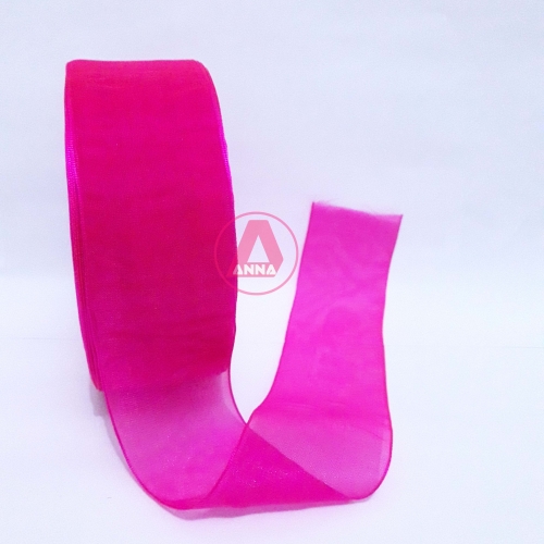 Fita de Organza Sanding 38mm com 10 metros  Cor-14 Rosa Pink