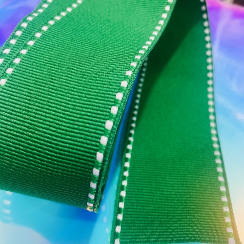 Fita de gorgurão Pespontada 38mm com 5 metros cor VERDE BANDEIRA 