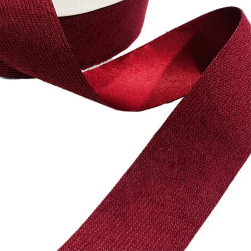 Fita de Veludo Cotelê com Cetim (Dupla face)  de 38mm (Venda Por Metros) cor vinho Ref - FTVC38PK