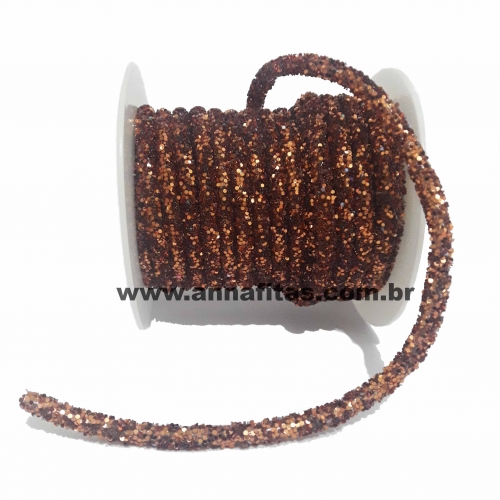 Tubo de Strass de 6mm com 1 metro Cor - Marron  Ref - TUBMA6MM